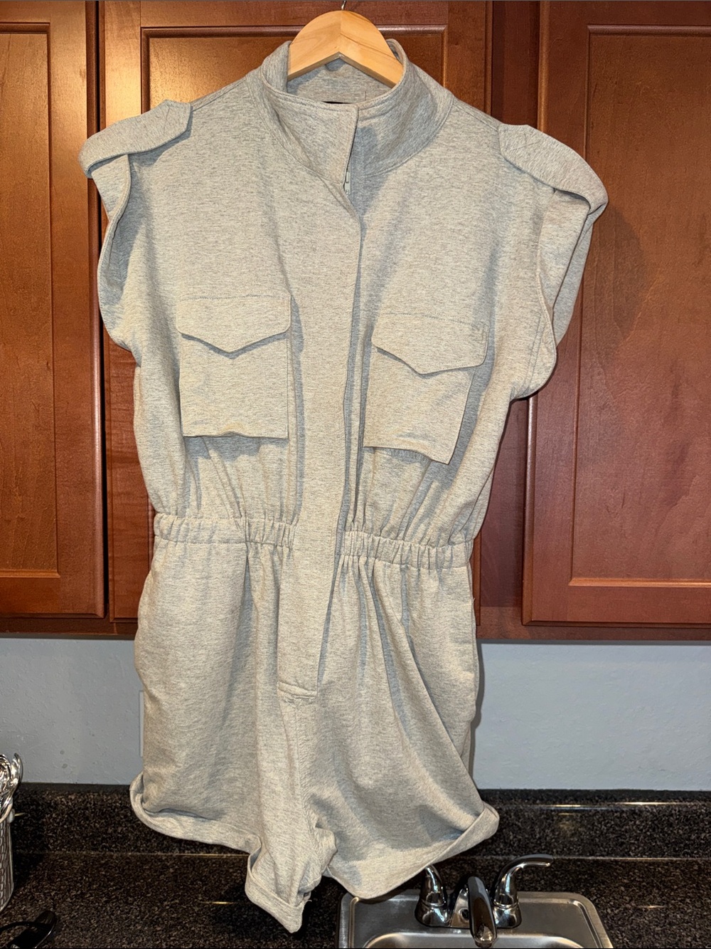 Women's Light Gray Casual Drawstring Romper